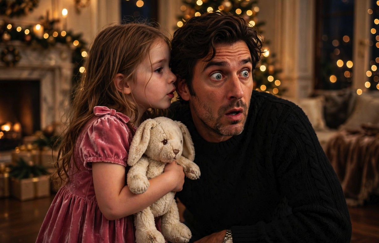 Lily finally whispers something to her dad. What does she say?