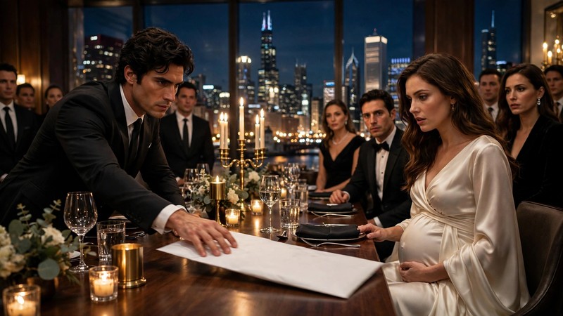 Grant slides divorce papers to his pregnant wife in front of 73 guests. Why did he choose this exact night?
