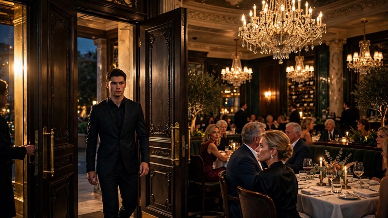 Suddenly the restaurant doors open. How should this story end?
