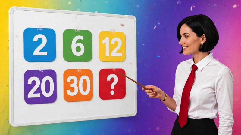 What number comes next: 2, 6, 12, 20, 30, ?